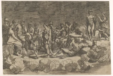Zgromadzenie bogów po kompozycji stropu w Loggia di Psiche, Villa Farnesina..., 1527.