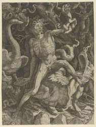 Furia uosobiona jako starzec dosiadający potwora, trzymający w lewej ręce czaszkę, ok. 1520-39.