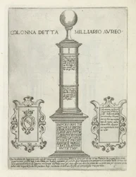O Złotej Mili Kolumna zwana Golden Mile (tytuł na obiekcie) Moderne en antique monuments en bouwwerken w Rzymie (tytuł serii) Ornamenti di fabriche antichi et moderni dell