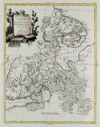 Rosyjska Laponia z rządami Olonecholi, Carelia, Bielozero i Ingria w europejskiej Rosji, z Tome III „Nowego Atlasu”, rytowanego przez G. Zulianiego