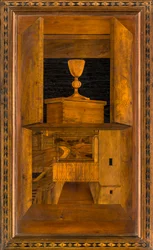 Chór kanoniczny Lignei, inkrustowany przez Giovanniego Marię Platinę 1484, Superior Stall