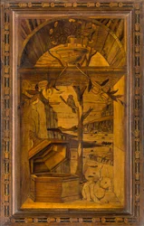 Chór kanoniczny Lignei, inkrustowany przez Giovanniego Marię Platinę 1484, Superior Stall