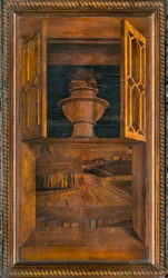 Chór kanoniczny Lignei, inkrustowany przez Giovanniego Marię Platinę 1484, Superior Stall