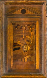 Chór kanoniczny Lignei, inkrustowany przez Giovanniego Marię Platinę 1484, Superior Stall