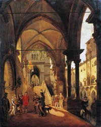 Ludwik XI na zamku Barolo, Giovanni Migliara (1785-1837), olej na płótnie, 80x65 cm