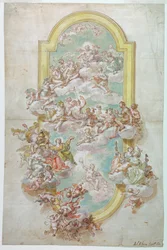 Rysunek, sufit z Jowiszem, czerwiec, 1718-30