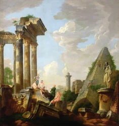Architektoniczne Capriccio z kaznodzieją apostoła przed ruinami (olej na płótnie)