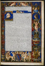 Frontyspis, z Giovanniego Simonetty, Historia rzeczy dokonanych przez invictissimo księcia Francesco Sforzę [tzw. Sforziade], Mediolan, Antonio Zarotto