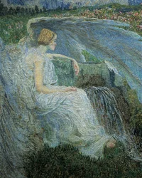 Miłość przy źródle życia lub Kochankowie u źródeł życia, Giovanni Segantini, detal