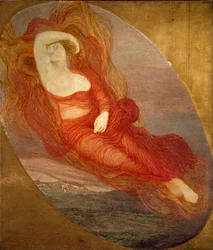 Bogini miłości, obraz Giovanniego Segantiniego (1858-1899), 1894-1897, Słońce. 210x133 cm, Mediolan, Galleria d