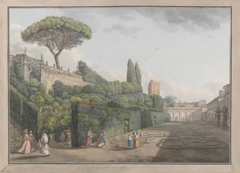 Ogród Palazzo Colonna, ca. 1780. Twórcy: Giovanni Volpato, Louis Ducros.