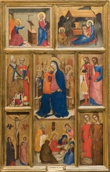 Włoski:  Polittico con Madonna con Bambino Madonna z Dzieciątkiem i świętymi