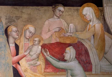 Życie Dziewicy: narodziny Maryi, szczegół (Fresco