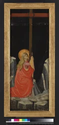 Maria Magdalena obejmująca Krzyż, rewers (tempera i złoto na panelu)
