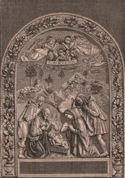 Narodzenia – Giovanni della Robbia (1469-1529 lub 1530), Pinacoteca di Citta di Castello, Umbria, Włochy, drzeworyt z Le cento citta d