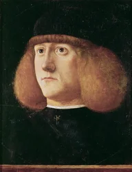 Renesans : Portret młodzieńca par Mansueti, Giovanni di Niccolo (ok. 1465-1527), ok. 201 1500. Olej na drewnie, 29,7x22,3. Muzeum Historii Sztuki, Wiedeń