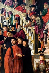 Cudowne uzdrowienie córki Benvegnudo da San Polo dzięki relikwii krzyża, ok. 1502 r. (olej na płótnie)