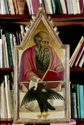Święty Jan Ewangelista przedstawiony ze swoim symbolem, orłem, XV wiek