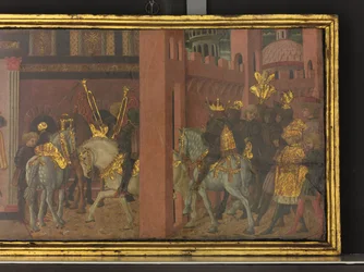 Opowieść o Trajanie i wdowie, detal panelu z cassone, ok. 1450 (tempera na panelu)
