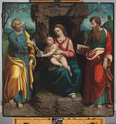 Dziewica z Dzieciątkiem i świętymi Piotrem i Pawłem, ok. 1540-70 (olej na płycie)