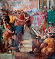 Chrystus prowadzony przed Kajphus Fragment jednego z fresków Męki Pańskiej wykonany przez Girolamo Massei (1540-1614) 1594-1600 Rzym, Santa Prassede