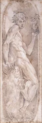 Adam trzymający Jabłko, siedzący w Medalionie, ok.1547-1553