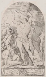 Św. Sebastian przywiązany do drzewa, 1625-50.