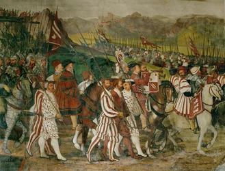 Król Christian i Bartolomeo Colleoni na koniu (fresk)