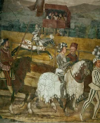 Król Christian i Bartolomeo Colleoni oglądający turniej (fresk)