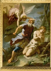 Abraham przygotowany do złożenia w ofierze Izaaka (obraz na płótnie)