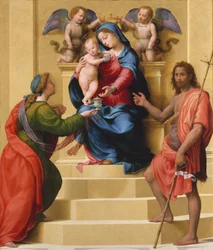 Madonna z Dzieciątkiem na tronie ze świętymi Marią Magdaleną i Janem Chrzcicielem, ok. 1523 (olej na desce)