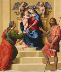 Madonna z Dzieciątkiem na tronie ze świętymi Marią Magdaleną i Janem Chrzcicielem, ca. 1523.