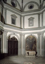 Widok ośmiobocznej zakrystii zbudowanej według projektu Giuliano da Sangallo (1445-1516)
