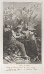 Chrystus podający Najświętszą Hostię klęczącej Świętej Katarzynie Sieneńskiej..., 1750-1812.