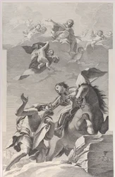 Św. Marcin na koniu oddając płaszcz żebrakowi..., 1760-1800.