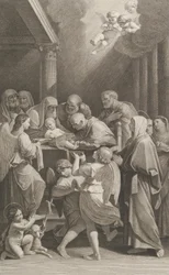 Obrzezanie Chrystusa, otaczająca go grupa mężczyzn, kobiet i aniołów..., ca. 1760-1800.
