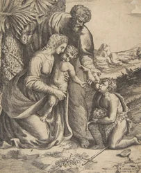 Święta Rodzina z klęczącym po prawej stronie św. Janem Chrzcicielem, 1531-76.
