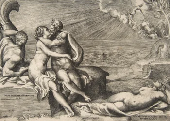 Miłość Jowisza do Juno ożyła na nowo, gdy założyła pas Wenus, 1546.