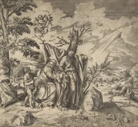 Reszta Świętej Rodziny w ucieczce do Egiptu, 1531-76.