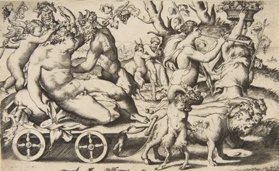 Triumf Bachusa, który siedzi w powozie po lewej, 1531-76.
