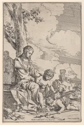 Święta Rodzina z Dzieciątkiem Św. Janem całującym stopy Chrystusa, 1640-60.