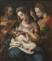 La Sainte Famille et Sainte Catherine - Święta Rodzina ze Świętą Katarzyną, autorstwa Procaccini, Giulio Cesare (1574-1625). Olej na płótnie. Wymiar : 77x67 cm. Muzeum Narodowe w Sztokholmie