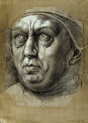 Głowa papieża Leona X (czarno-białe kredy na papierze)