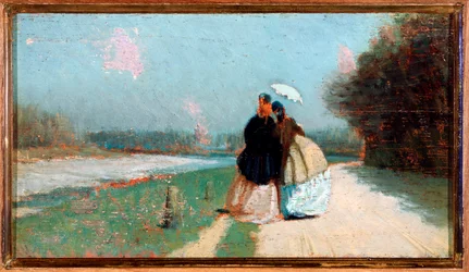 Brzegi rzeki Arno (olej na płótnie)