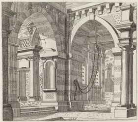 Fantazja architektoniczna z łukowymi bramami