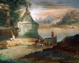 Pasterze w wyimaginowanym krajobrazie, Giuseppe Bernardino Bison (1762-1844)