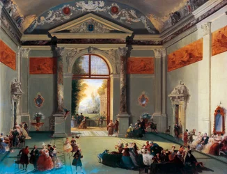 Rozmowa wenecka, Giuseppe Bernardino Bison (1762-1844), olej na płótnie, Włochy