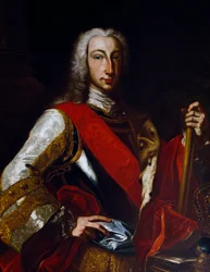 Portret Karola III Burbona (1716-1788), króla Hiszpanii, później Karola VII jako króla Neapolu, obraz Giuseppe Bonita (1707-1789)