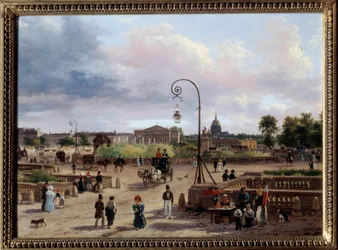 Widok Place Louis XVI (obecne Place de la Concorde) Obraz Giuseppe Canella (1788-1847) 1829 Nd. 0,29x0,4 m Paryż, Muzeum Carnavalet
