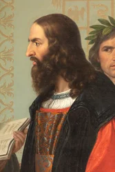Dwór Ludovica il Moro, detal z Leonardem Da Vinci